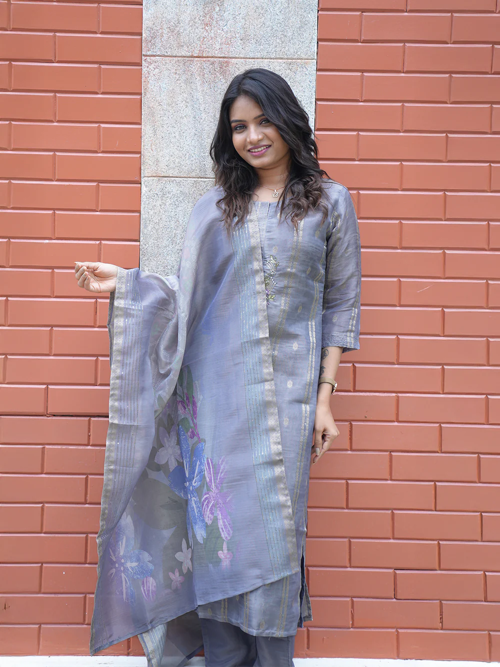 Violet Tissue Kurti Set